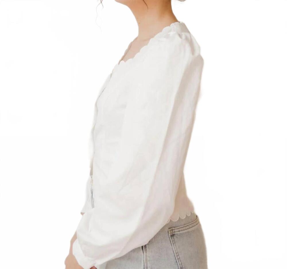 NEW MABLE daisy scalloped top in off-white - Picture 3 of 5